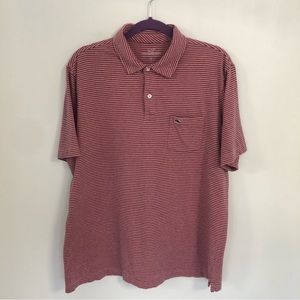 VINEYARD VINES 100% Pima Cotton Men Pink/Black Striped Short Sleeve Polo Sz L